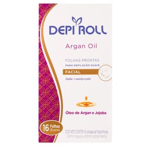 Folhas Prontas Para Depilação Facial DepiRoll Óleo de Argan 16 Unidades