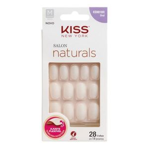 Unhas Postiças Kiss New York Salon Naturals Oval Médio 28 Unhas Sem Cola
