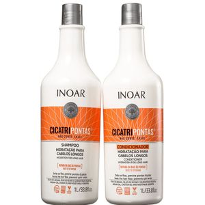 Shampoo + Condicionador Hidratação Inoar Cicatripontas Cabelos Longos Kit Com 2 Produtos de 1L