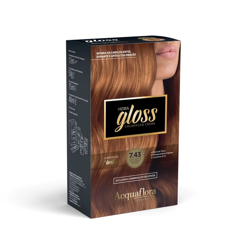coloracao-permanente-hidra-gloss-acquaflora-7.43-louro-natural-acobreado-dourado-177g