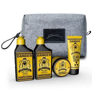 Kit Viagem Barba Forte Com 4 Produtos + Nécessaire Danger