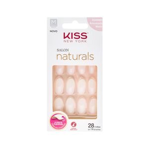 Unhas Postiças Kiss NY Salon Naturals Sem Cola Amendoada Média 28 Unidades