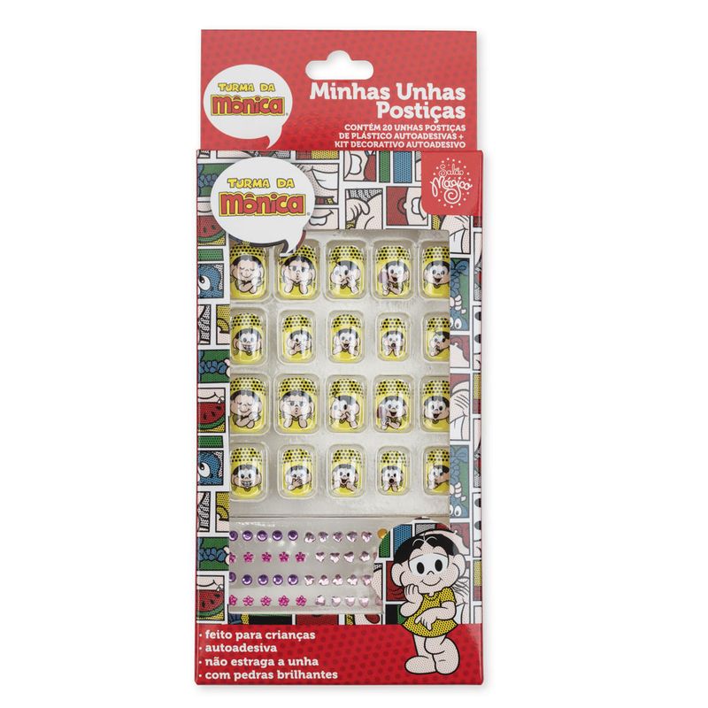 unha-postica-infantil-turma-da-monica-amarela-magali-20-unhas