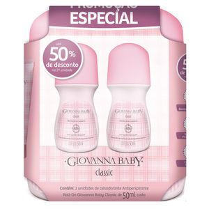 Kit Desodorante Roll-On Giovanna Baby Classic 50ml 2 Unidades