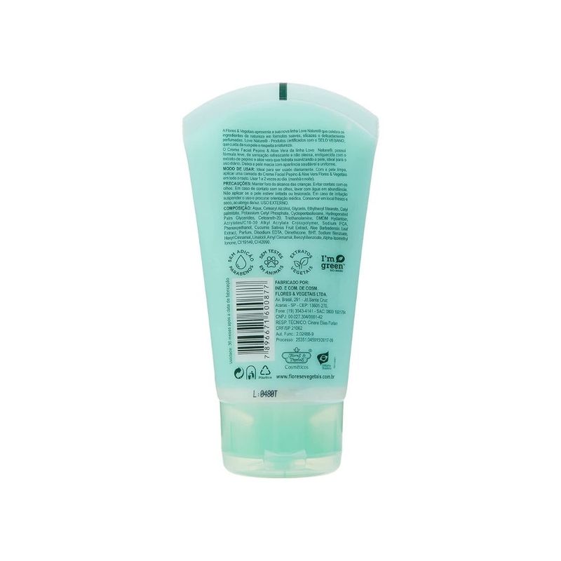 7896671600877-Creme-Facial-Flores-Vegetais-Pepino-e-Aloe-Vera-100g-2