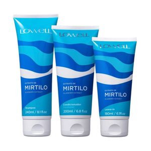 Shampoo + Condicionador + Leave-in Lowell Extrato de Mirtilo Kit Cuidados Com 3 Produtos