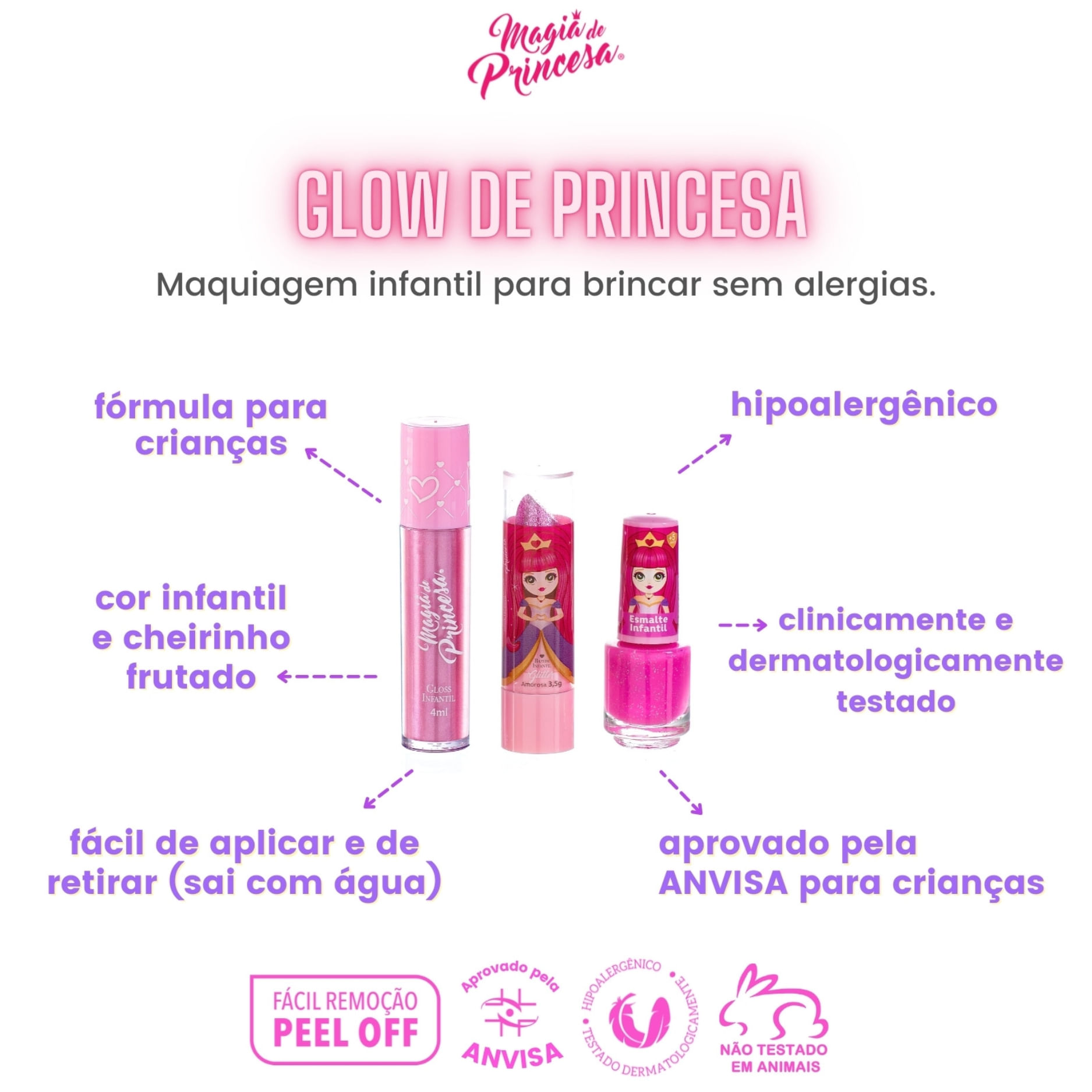 Estojo Maquiagem Infantil Completo Magia de Princesa Sellus - Luxgolden