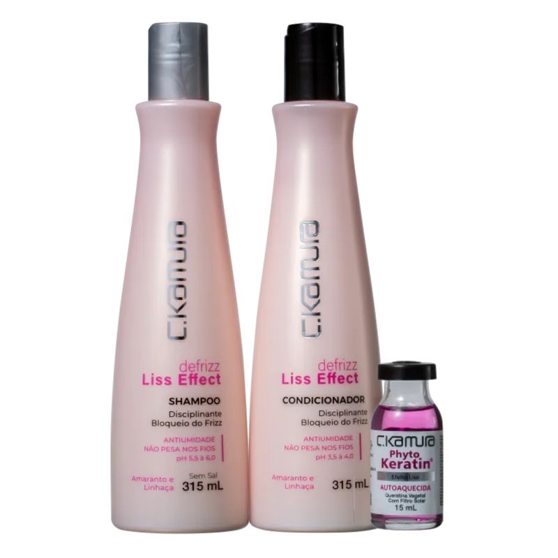 7897130009675-Kit-C.Kamura-Defrizz-Liss-Effect-Shampoo-Condicionador-315ml-Ampola-Phyto-Keratin-15ml