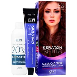 Coloração Keraton Selfie 6.66 Louro Escuro Vermelho Intenso