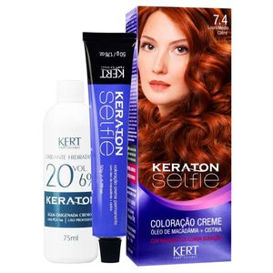 Coloração Keraton Selfie 7.4 Louro Médio Cobre