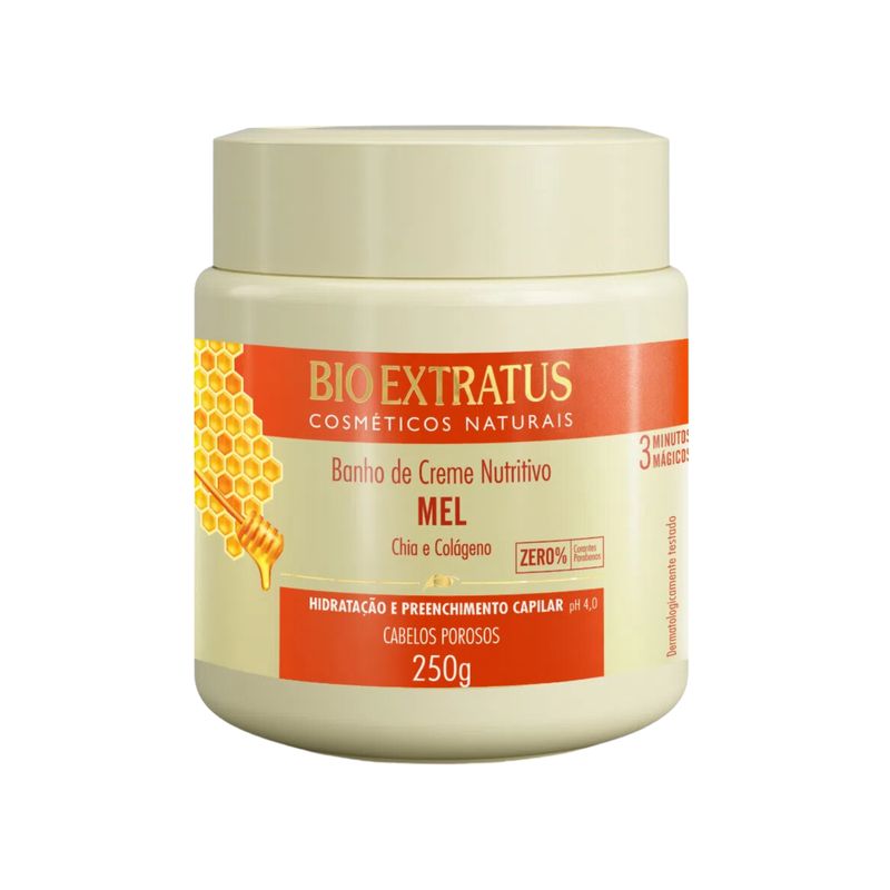 7898132984908-Mascara-Capilar-Bio-Extratus-Banho-de-Creme-Mel-250g