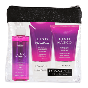 Kit Lowell Liso Mágico Shampoo 240ml + Condicionador 200ml + Fluído Termoativado 200ml