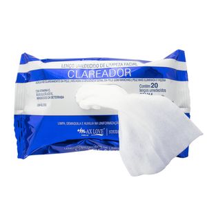 Lenço de Limpeza Facial Clareador Max Love 20 Unidades
