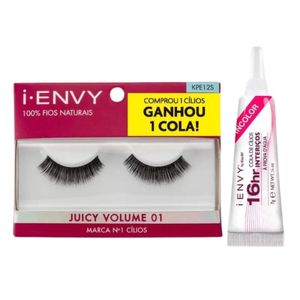 Cílios Postiços Kiss New York + Cola Kiss I Envy Juicy Volume 01 Kpe15xb