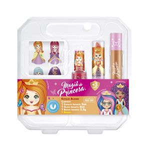 Estojo Magia de Princesa Esmalte Gloss e Batom Princesa Alegre