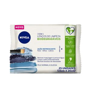 Lenço de Limpeza Demaquilante NIVEA Ação Refrescante 3 em 1 25 Unidades