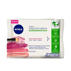 Lenço de Limpeza Demaquilante NIVEA Ação Hidratante 3 em 1 25 Unidades