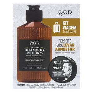 Kit Viagem Shampoo Whisky 100ml + Pomada Walk 7g QOD Barber Shop 100ml