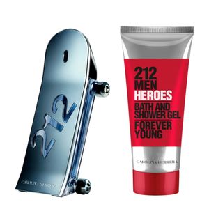 Kit 212 Heroes Men Carolina Herrera Masculino Eau de Toilette 90ml + Gel de Banho 100ml
