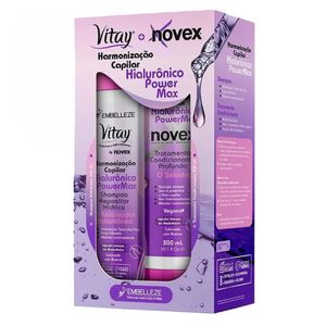 Kit Novex Harmonização Capilar Hialurônico Power Max Shampoo Vitay 300ml + Condicionador 300ml