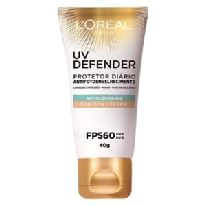 Protetor Solar Facial Antioliosidade FPS 60 L'Oreal UV Defender Pele Oleosa Cor Clara 40g