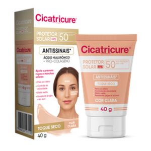 Protetor Solar Facial com Cor Cicatricure Antissinais FPS50 Cor Clara 40g