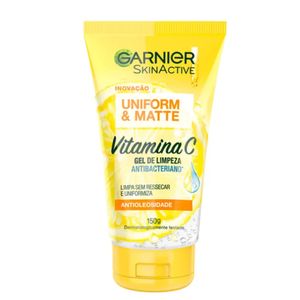 Gel de Limpeza Facial Antibacteriano Garnier SkinActive Uniform & Matte Vitamina C 150ml