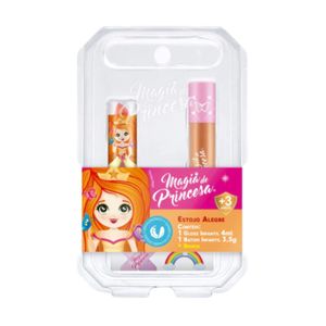 Estojo Duo Batom e Gloss Labial Infantil Princesa Alegre