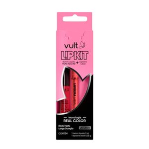 LipKit Vermelho Rubi Vult: Batom Líquido Matte Nano HD 5ml + Lapiseira Labial 0,35g