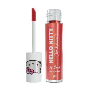 Lip Gloss Infantil com Glitter Hello Kitty Cor Maçã do Amor