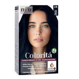Coloração Itely Hair Fashion Profissional Permanente em Creme Coloritá 2.8 Preto Azulado