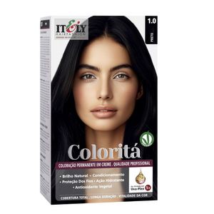 Coloração Itely Hair Fashion Tinta De Cabelo Profissional Permanente em Creme Coloritá 1.0 Preto