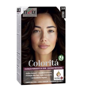 Coloração Profissional Itely Hair Fashion Permanente em Creme Coloritá 3.0 Castanho Escuro