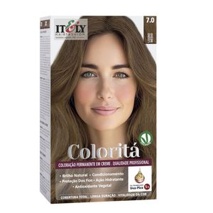 Coloração Itely Hair Fashion Profissional Permanente em Creme Coloritá 7.0 Louro Médio