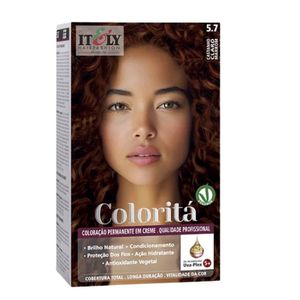 Coloração Itely Hair Fashion Profissional Permanente em Creme Coloritá 5.7 Castanho Marrom Claro