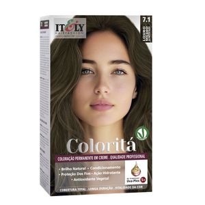 Coloração Profissional Permanente em Creme Coloritá 7.1 Louro Médio Acinzentado