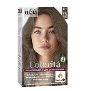 Coloração Profissional em Creme Itely Hair Fashion Louro Claro Acinzentado Permanente Coloritá 8.1