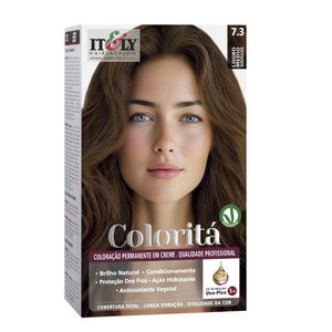 Coloração Itely Hair Fashion Louro Médio Dourado Profissional Permanente em Creme Coloritá 7.3