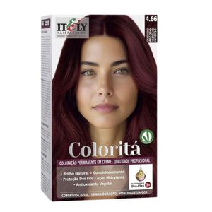 Coloração Itely Hair Fashion Profissional Permanente em Creme Coloritá 4.66 Castanho Médio Vermelho Intenso