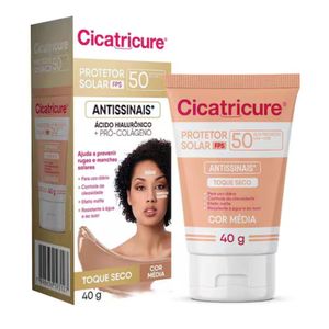 Protetor Solar Facial com Cor Cicatricure Antissinais FPS50 Cor Média 40g