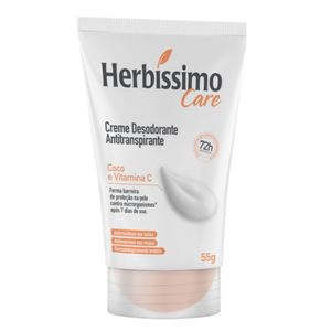 Desodorante Antitranspirante Creme Herbíssimo Care Coco e Vitamina C 72h 55g