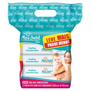 Toalha Umedecida Meu Bebê Ultra Pack 5 Pacotes 50 Unidades